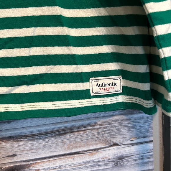 Talbots, petite M, navy, white, green stripes. - Picture 2 of 4